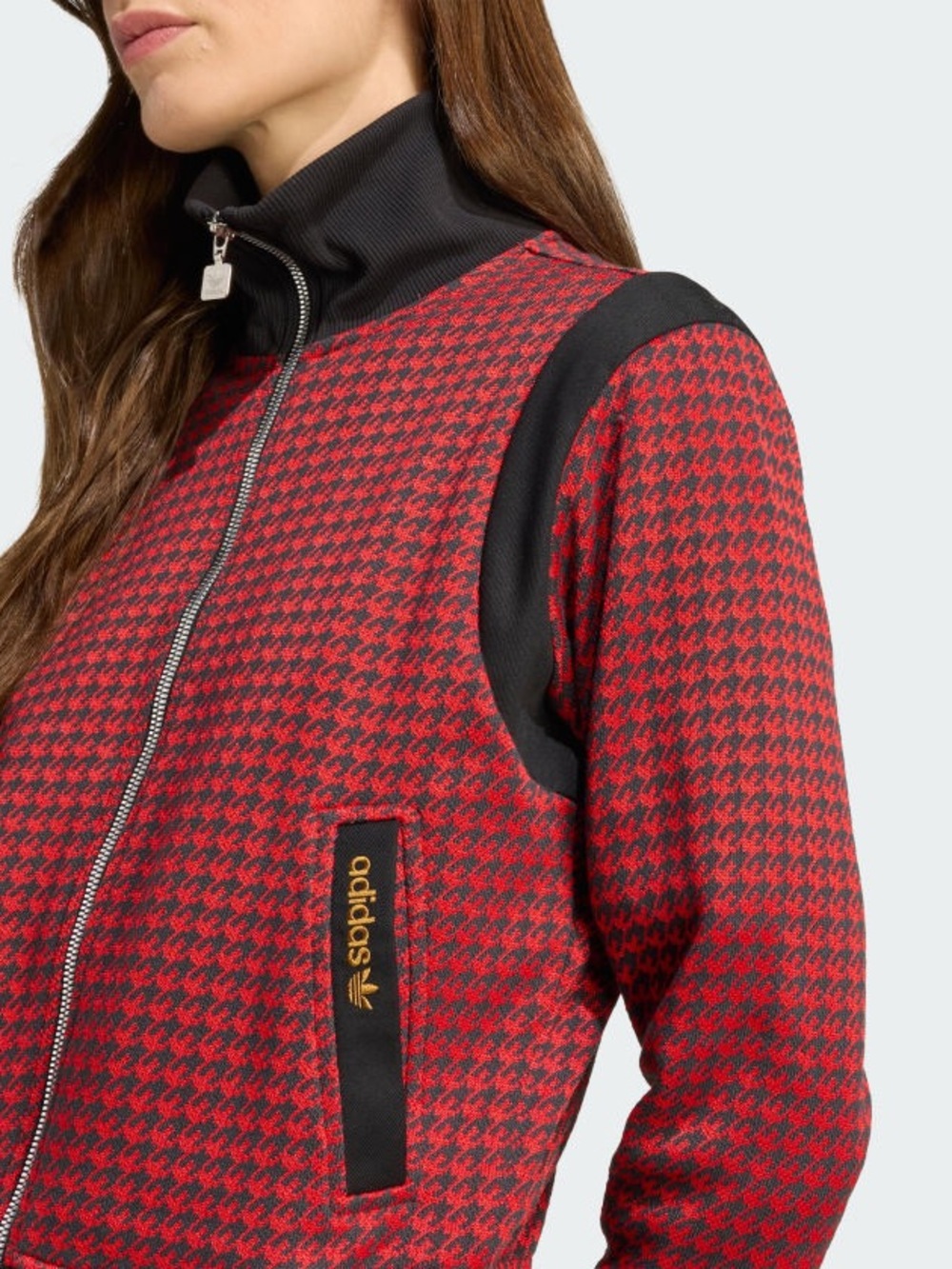 NWT : SLIM-FIT TRACK JACKET IN A CLASSIC HOUNDSTOOTH PRINT.